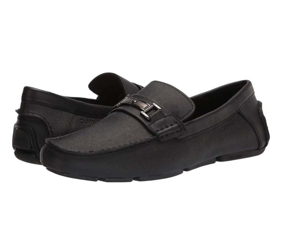 Calvin Klein Magnus Men's Slip-On Loafer in Black Weave Emboss